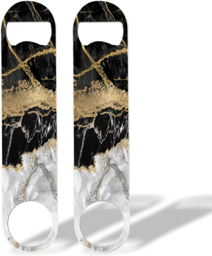 2 PACK Beer Bottle Opener, Stainless Steel Flat Bottle Openers,7 inch Metal Decor,Pink And Gold Marble