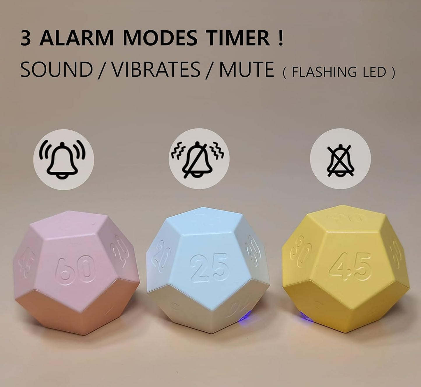 Cube Pomodoro Timer - Flip to Start Countdown, Rechargeable Mini Productivity Timer for Study, Office, 11 Preset Times, Silent/Vibration, Time Management Tool for Kids & ADHD (White)