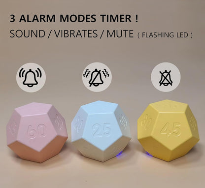 Cube Pomodoro Timer - Flip to Start Countdown, Rechargeable Mini Productivity Timer for Study, Office, 11 Preset Times, Silent/Vibration, Time Management Tool for Kids & ADHD (White)