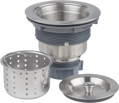Miseno MNOSTR61 Universal Kitchen Sink Drain with Removable Colander Strainer - Stainless Steel