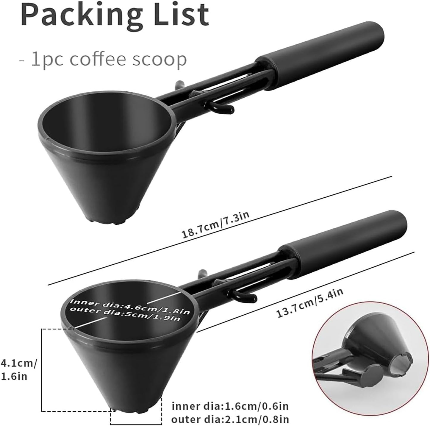 2-in-1 Measuring Scoop with Funnel for Protein Powder, Coffee Grounds, Milk Powder, Water Bottle Filling, Resuable K Cup Coffee Capsule with Coffee Grounds