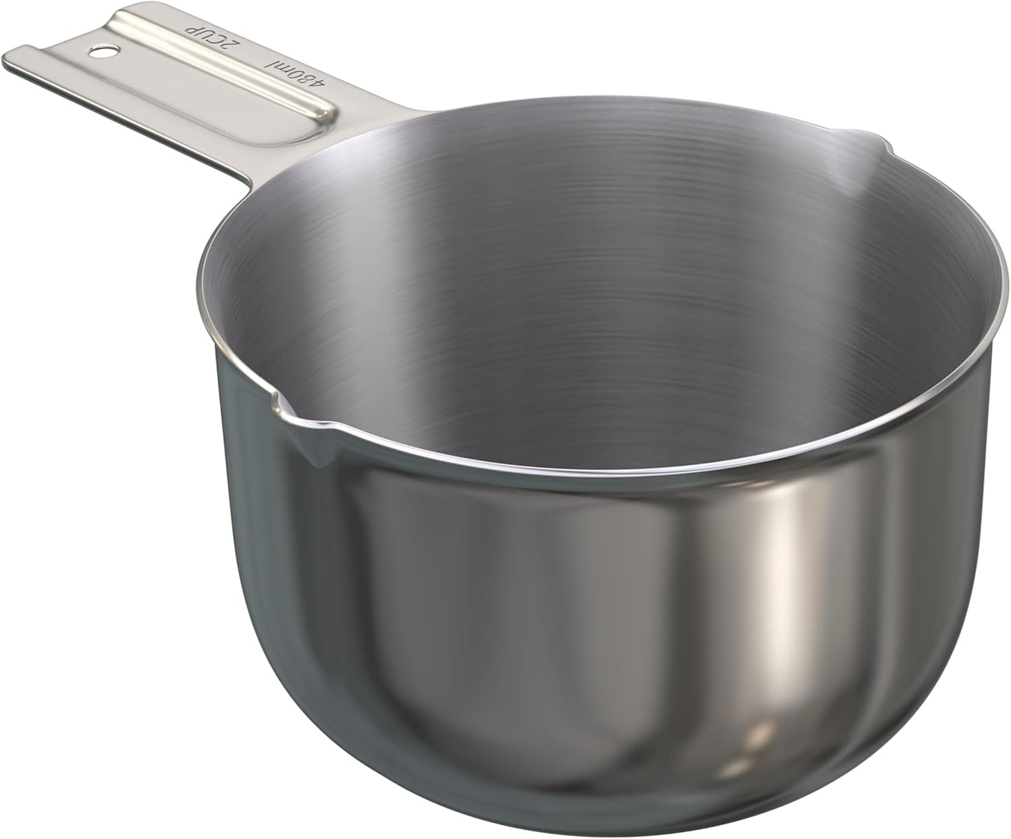 Color Up 2 Cup Measuring Cup, 480ml Stainless Steel Metal, Easy-Pour Spouts, Engraved Markings, Flat Base, Dishwasher Safe, for Dry and Liquid Ingredients