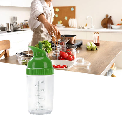 Wokyo Salad Dressing Shaker, Homemade Salad Dressing Bottle Mixer Measure Dripless Pour, Leak-free, Soft Grip, Dishwasher Safe BPA Free (Green)