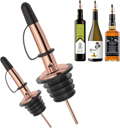 Pafusen 6 Pack Liquor Bottle Pourers, Liquor Pour Spout for Liquor Bottles, Stainless Steel Olive oil Dispenser Spout, Alcohol Pourer Spouts Dust Caps Covers Fixed, Sliver