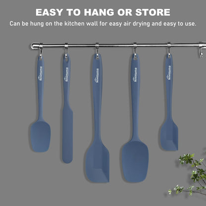 NileHome Silicone Spatula Set, 6 Pieces Food Grade Kitchen Utensils with Silicone Brush Heat Resistant Up to 600°F Dishwasher Safe BPA-Free Rubber Spatula for Scraping, Baking, Cooking, Mixing-Black