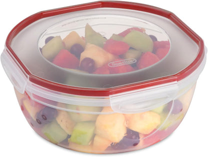 Sterilite Ultra-Seal 8.1 Qt Bowl, Large Airtight Food Storage Container, Latching Lid, Microwave and Dishwasher Safe, Clear With Red Gasket, 2-Pack
