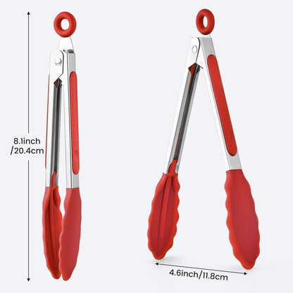 Kitchen Tongs Set of 3, Cooking Tongs with Silicone Tips, Non-Stick Non-Scratch Heat Resistant Tongs for Grilling Cooking BBQ Salad Serving (Multicolor, 7/9/12 Inch)