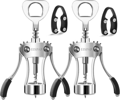 Powerful Wine Opener, Ergonomic Soft Touch Heavy Duty Manual Bottle Openers, Rust Resistant Zinc Alloy Winged Corkscrew, Easy Use, Open Corks, Dishwasher Safe, Bar Accessories