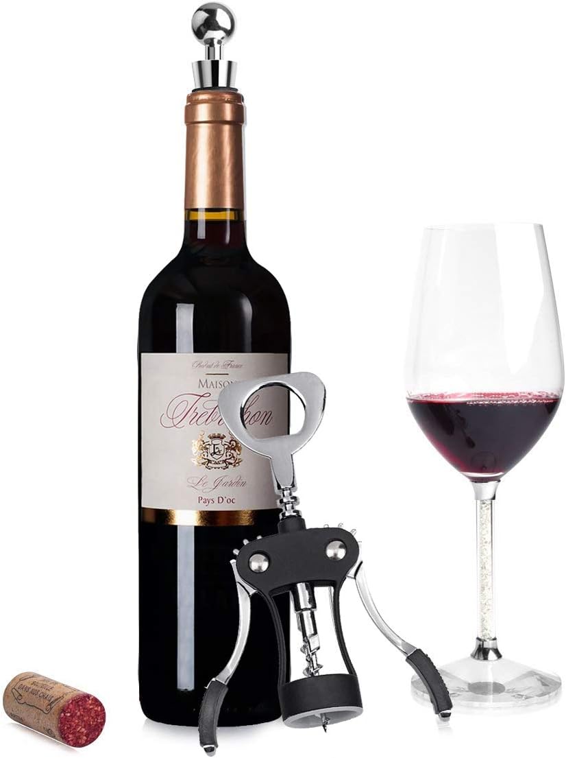 Foho Best Wing Corkscrew Wine Bottle Opener Luxury Waiter Corkscrew with Stopper Set for Wine Enthusiast Waiters - Sleeve Anchors