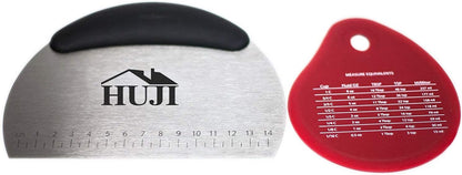 HUJI Stainless Steel Pastry Cutter Chopper Bench Scrapper And Silicone Bowl Scraper With Measurements