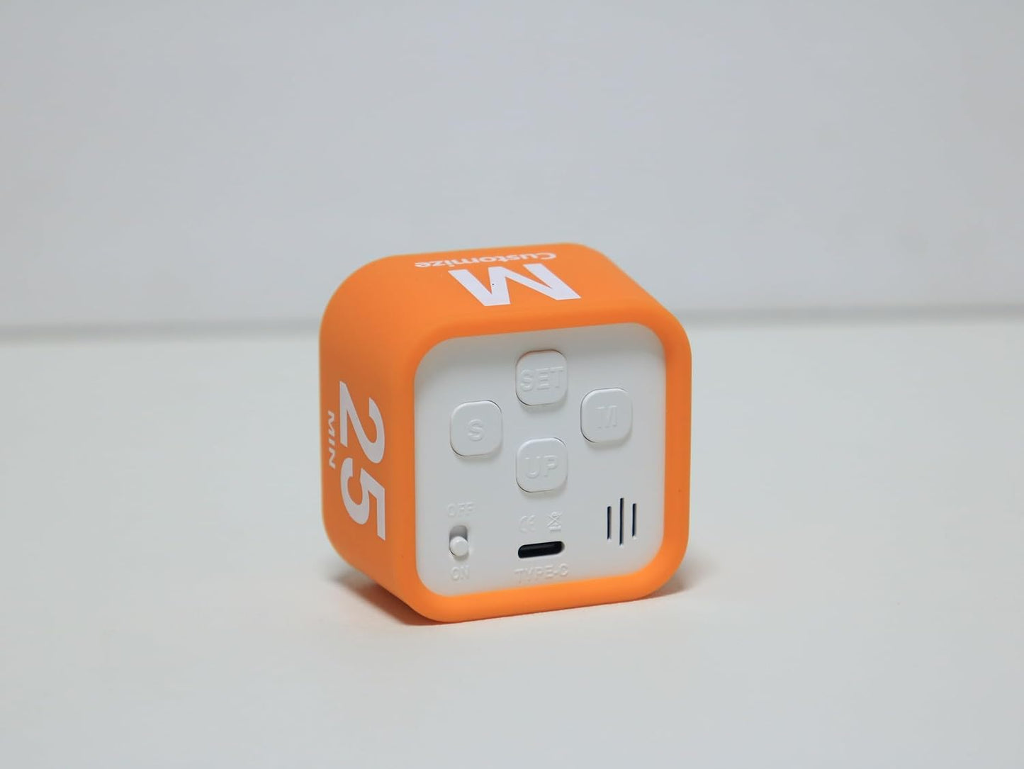 Rotating Cube Pomodoro Visual Timer 5, 25, 10 50 Minutes Preset, Rechargeable Desk Productivity Flip Custom Countdown Timer w/Silicone Cover, Silent Mode for ADHD Study, Work, School(Orange)