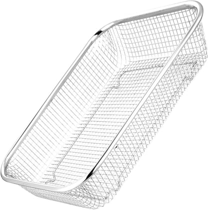 Stainless Steel Drain Basket Large Rectangular Colander 12.99X9.44X2.75In Multi-Purpose Kitchen Strainer for Fruits Vegetables Washing and Storage