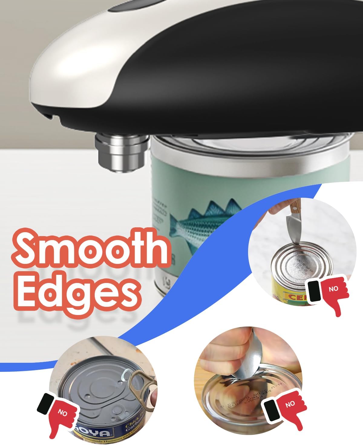 Electric Can Opener for Seniors - One Touch Automatic Kitchen Gadget, Smooth Edge Design for Safety & Arthritis-Friendly Use, Works with All Can Sizes