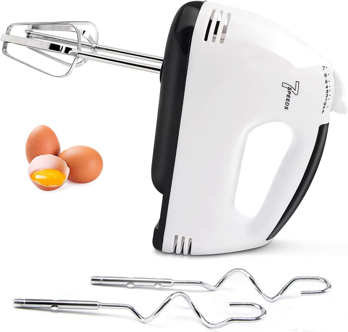 Showvigor Electric Hand mixer - 7 Adjustable Speed 180W Handheld Mixer Electric Whisk with 5 Stainless Steel Accessories, Turbo Boost/Self-Control Speed + Eject Button Food Beater for Cakes Eggs