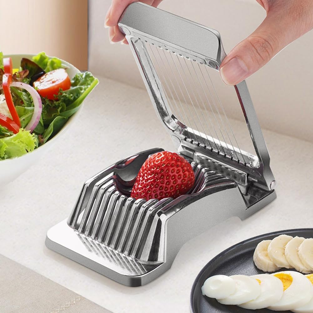 Egg Slicer for Hard Boiled Eggs, Easy Cutting Grid with Brush, Perfect for Salads & Sandwiches, Quick and Easy Kitchen Tool