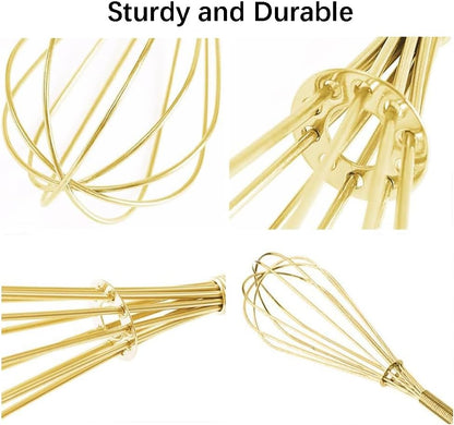 Stainless Steel Mini Whisk 2 Pcs, Small Wire Whisks Set with Wooden Handle, Kitchen Egg Beater Mini Hand Mixer for Cooking, 7.8inch