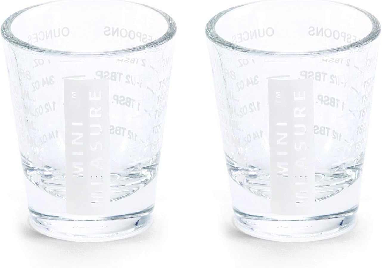 Kolder Mini Measure Heavy Glass, 20-Incremental Measurements Multi-Purpose Liquid and Dry Measuring Shot Glass, White