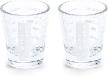 Kolder Mini Measure Heavy Glass, 20-Incremental Measurements Multi-Purpose Liquid and Dry Measuring Shot Glass, White