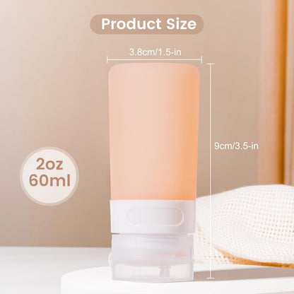 MICEBAY Condiment Squeeze Bottles for Sauces, 2-oz Mini Silicone Salad Dressing Container to Go with Reusable Sandwich Bag, Leakproof Ketchup Bottle for Bento Lunch Box, 4 Pack, Candies
