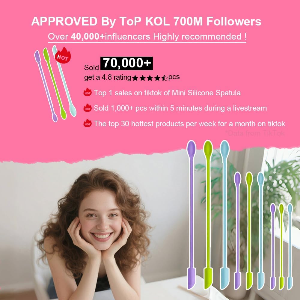 9 Pieces Mini Silicone Spatula-Makeup Spatula-Small Silicone Spatula-Thin Spatula Set for Skinny Openings-Abnaok Tiny Scraper for Jar,Kitchen Bottles,Cosmetic