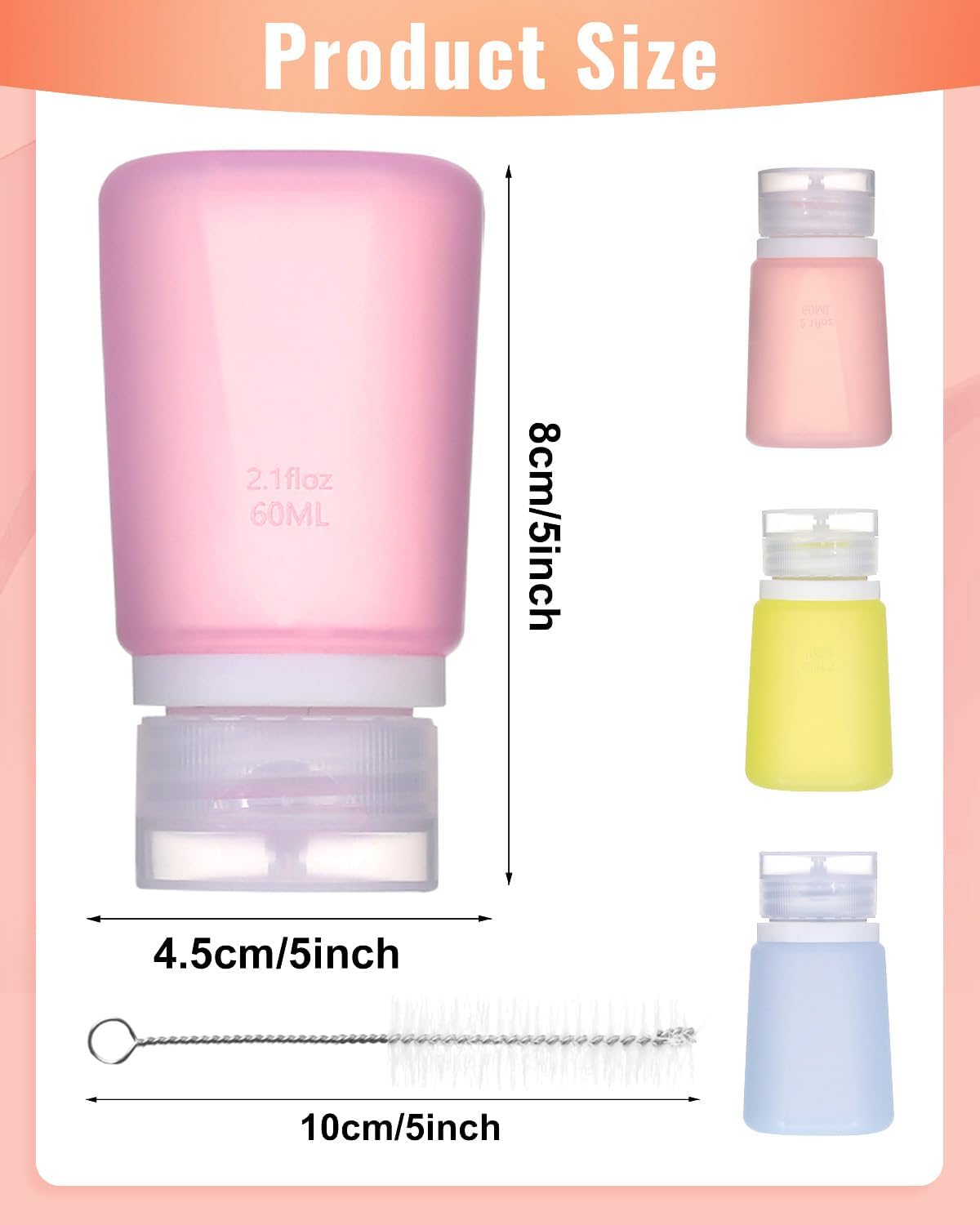 4 Pieces Condiment Squeeze Bottles for Sauces, 60ml/2Oz Silicone Condiment Containers with Lids Leakproof Salad Dressing Container with Reusable Sandwich Bag, Brush (purple pink blue yellow)