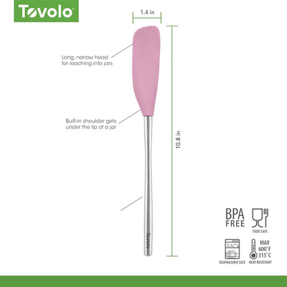 Tovolo Flex Core Silicone Spatula Spoonula Set of 2 for Non Stick Cast Iron Cooking & Baking, Dishwasher Safe Heat Resistant BPA Free Long Stainless Steel Handle Kitchen Utensil, Charcoal Gray