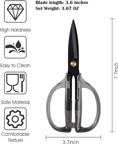 Kitchen Shears Scissors, ARCHIKING 7.7inch Gold Titanium Plated Scissor-Meat and Poultry Shears, Dishwasher Safe, Acrylic Handel All Purpose Stainless Steel Utility Scissor - Diamond Clear