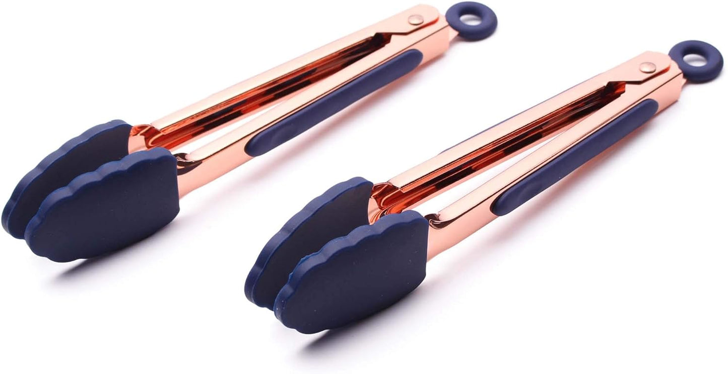 COOK WITH COLOR Stainless Steel Silicone Tipped Kitchen & BBQ Tongs Set, 3 Pc Utensils, Grey