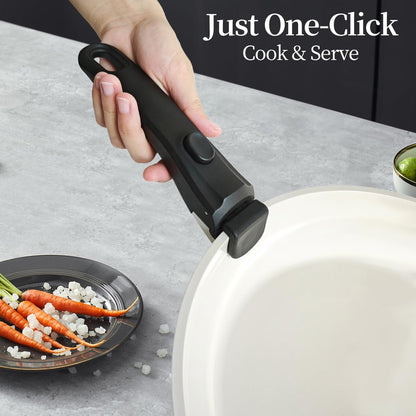 Removable Pot Handle, Universal Pan Handle, Replacement for Pots and Pans, Fits All Cookware, Includes Spoon Rest, Durable & Heat-Resistant, Cream White