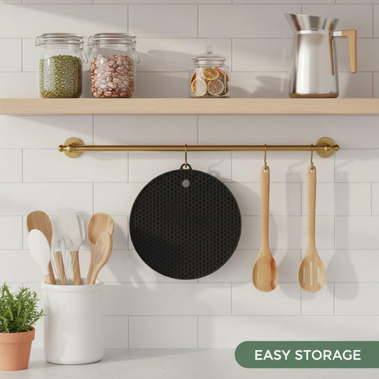 Silicone Trivet Mats, 4-Pack Heat Resistant Pot Holders – Non-Slip Flexible Silicone Hot Pads for Pots, Pans, Countertops & Table Protection (Black - 4 Pack, 7 Inch)