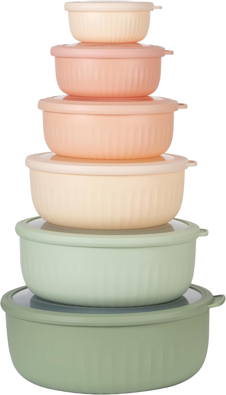 COOK WITH COLOR Prep Bowls with Lids- Wide and Deep Nesting Plastic Small Mixing Bowl Set with Lids, 8 Piece Set - Wide Bowls, Blue