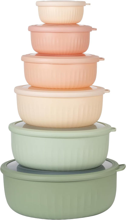 COOK WITH COLOR Prep Bowls with Lids- Wide and Deep Nesting Plastic Small Mixing Bowl Set with Lids, 8 Piece Set - Wide Bowls, Blue