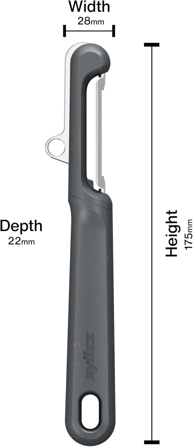 Zyliss Swivel Peeler – Ultra-Sharp Stainless Steel Blade for Potatoes, Carrots & Soft Fruits – Ergonomic Wheatstraw Grip – Built-in Eye Cutter & Safety Cover – Dishwasher Safe – Vegetable Peeler