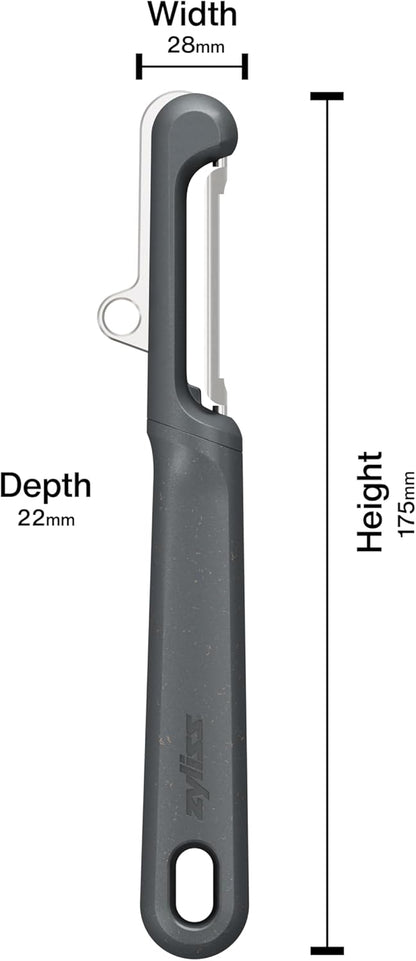 Zyliss Swivel Peeler – Ultra-Sharp Stainless Steel Blade for Potatoes, Carrots & Soft Fruits – Ergonomic Wheatstraw Grip – Built-in Eye Cutter & Safety Cover – Dishwasher Safe – Vegetable Peeler