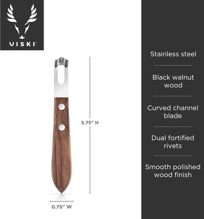 Viski Citrus Peeler Tool, Fruit Peeler for Cocktails, Bar Peeler Stainless Steel, Lemon Peeler, Professional Grade Cocktail Peeler, Bartender Tools