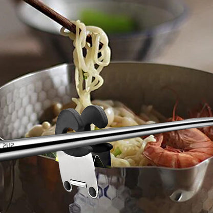 Pot Spoon Holder Pot Clip Holder Anti Scald Silicone Grip for Spoon Spatula Fork Cooking Utensils Spoon Rest Kitchen Accessories Tools 4 pieces (Black)