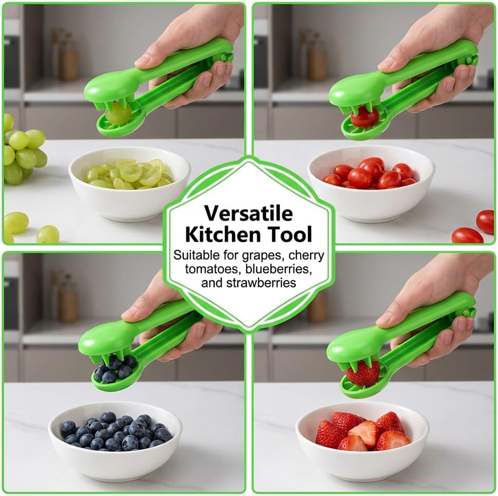 Grape Cutter Slicer, 2026 New Grape Cutter Tool, Grape Tomato Cherry Strawberry Cutter Tools Into 4 Pieces for Vegetable Fruit Salad, Quarter Grape Slicer Kitchen Gadget (1PC)