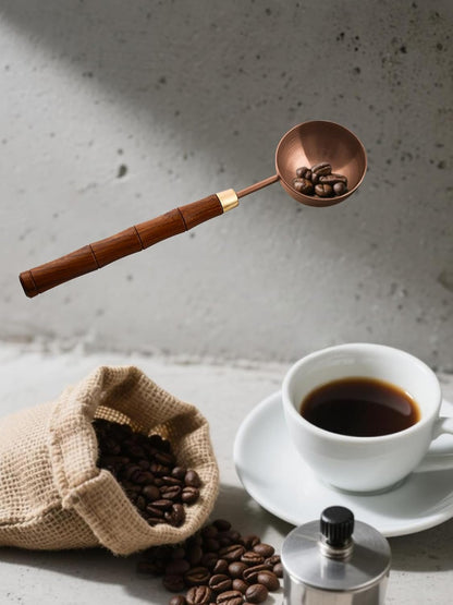 Rosewood Handle Coffee Scoops – Exquisite and Portable Stainless Steel Spoon with Long-Handled for Coffee (Silver, 5g Capacity)