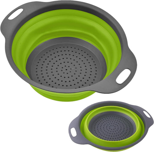 Collapsible Colanders, Food Strainers for Kitchen Use, Food-Grade Silicone Folding Strainer for Rinsing and Draining, Orange
