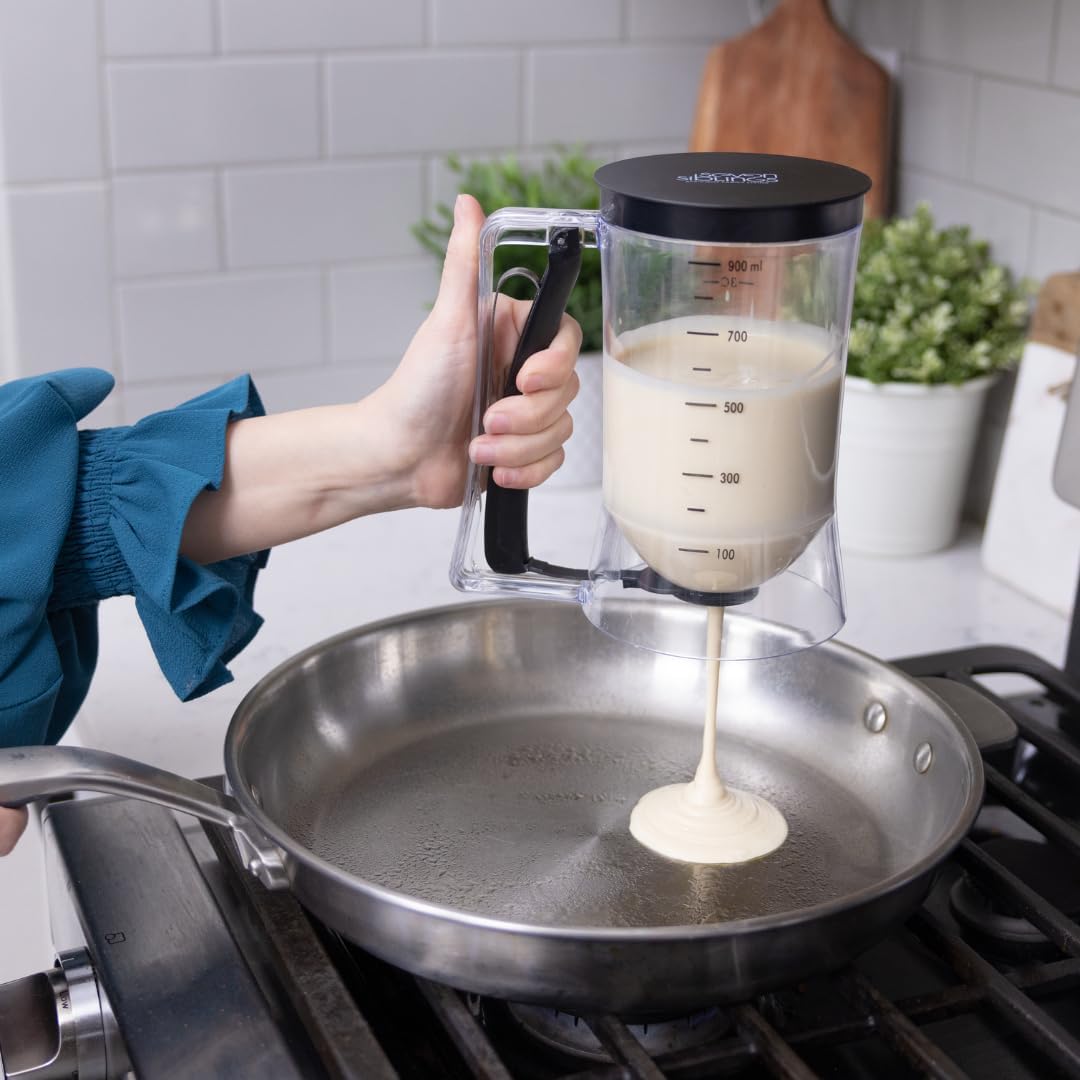 Batter Dispenser with Squeeze Handle - Pancake Batter Dispenser, Pancake Dispenser for Better, Cupcake Batter Dispenser, Pancake Pourer Dispenser, Pancake Mix Dispenser, Waffle Batter Dispenser