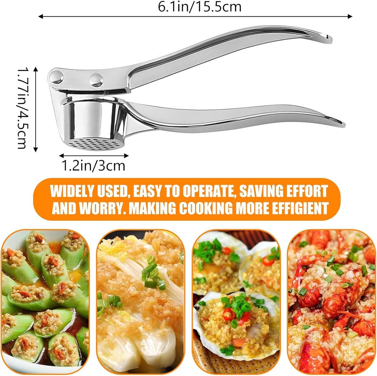 Garlic Press for Kitchen Heavy Duty Stainless Steel Press, Garlic Crusher for Easy and Efficient Presser Mincing