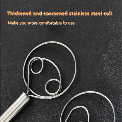 2 Pack Dough Whisk Stainless Steel Pastry Blender Whisks for Cooking, Dutch Style Bread Whisk Dough Mixer Hand Tool for Bread Batter Cake Pastry, Silver