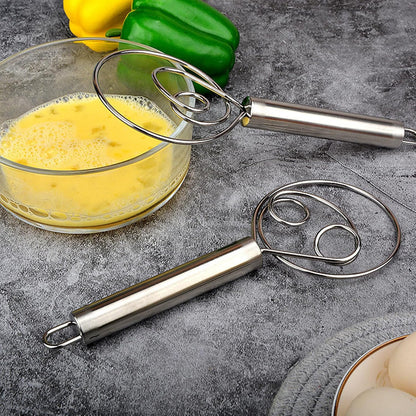 2 Pack Dough Whisk Stainless Steel Pastry Blender Whisks for Cooking, Dutch Style Bread Whisk Dough Mixer Hand Tool for Bread Batter Cake Pastry, Silver