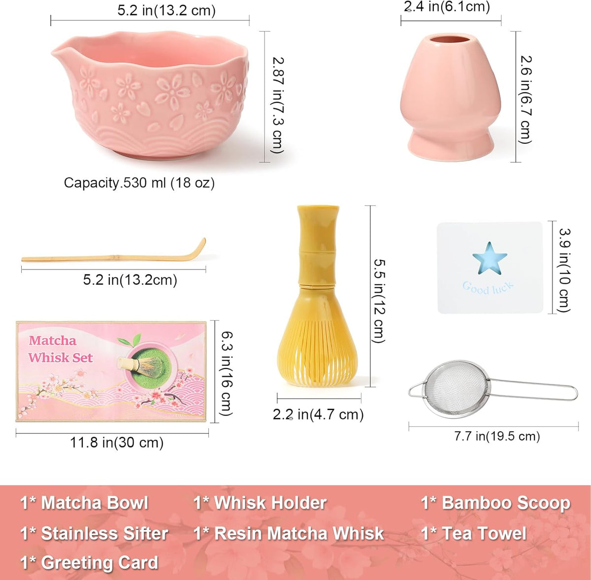 6pcs Matcha Whisk Set Includes Resin Matcha Whisk,Ceramic Matcha Bowl Set and Sifter,Matcha Whisks Holder,Natural Bamboo Spoon and Tea Towel for Matcha Starter Kit Lovers (Mottled Green)