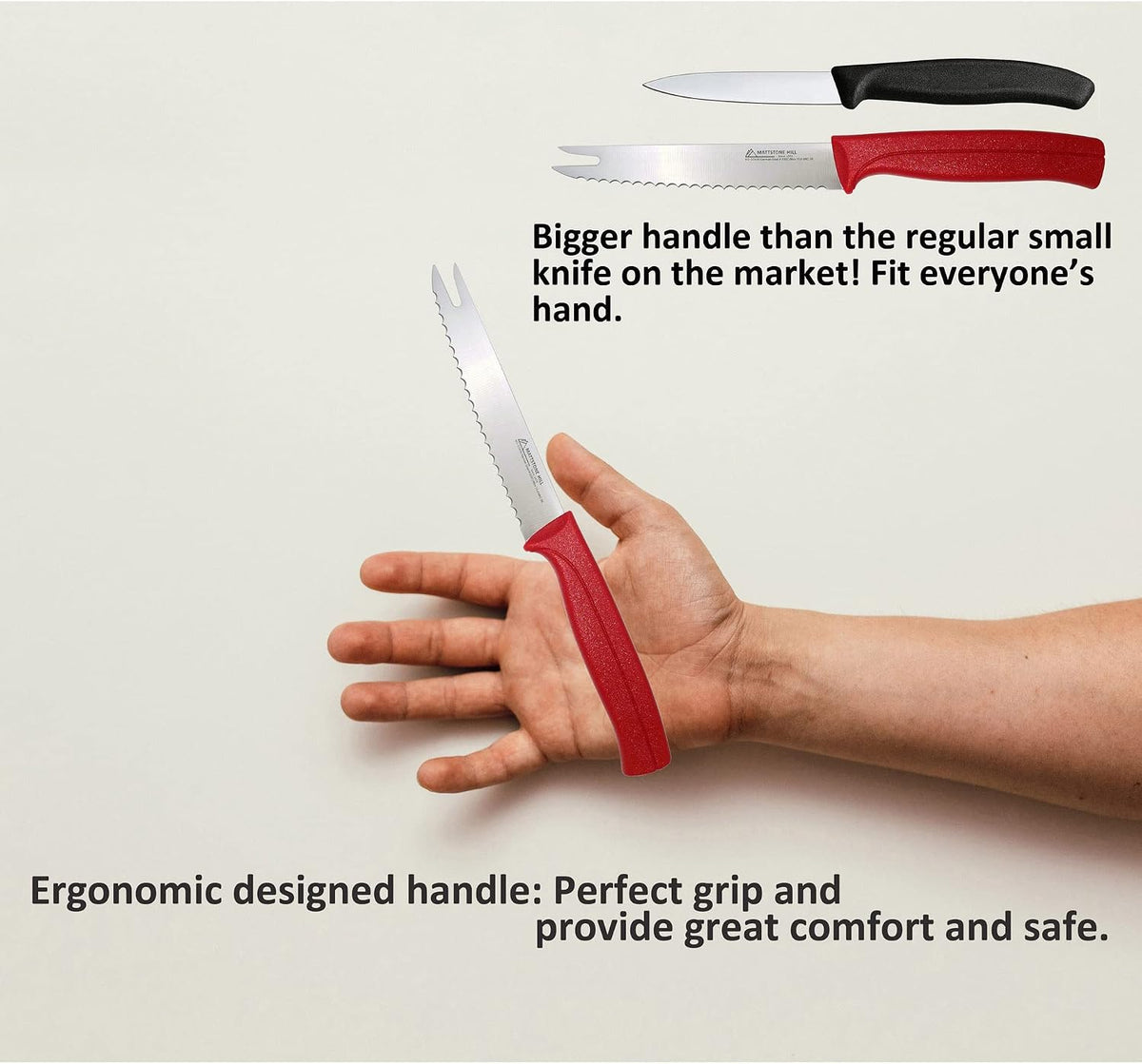 Tomato Knife, MATTSTONE HILL 5 Inch Serrated Kitchen Utility Knife, Red