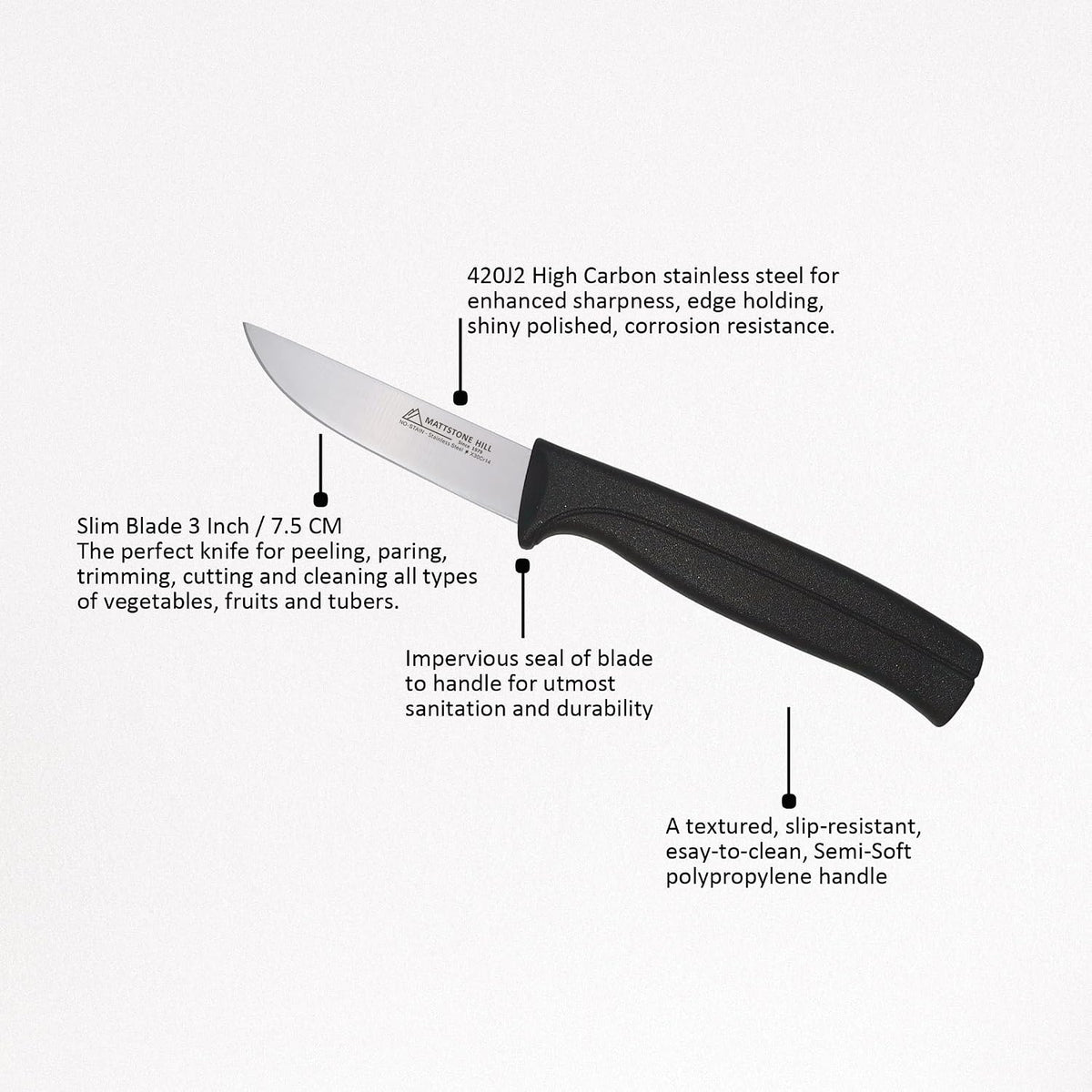 Tomato Knife, MATTSTONE HILL 5 Inch Serrated Kitchen Utility Knife, Red