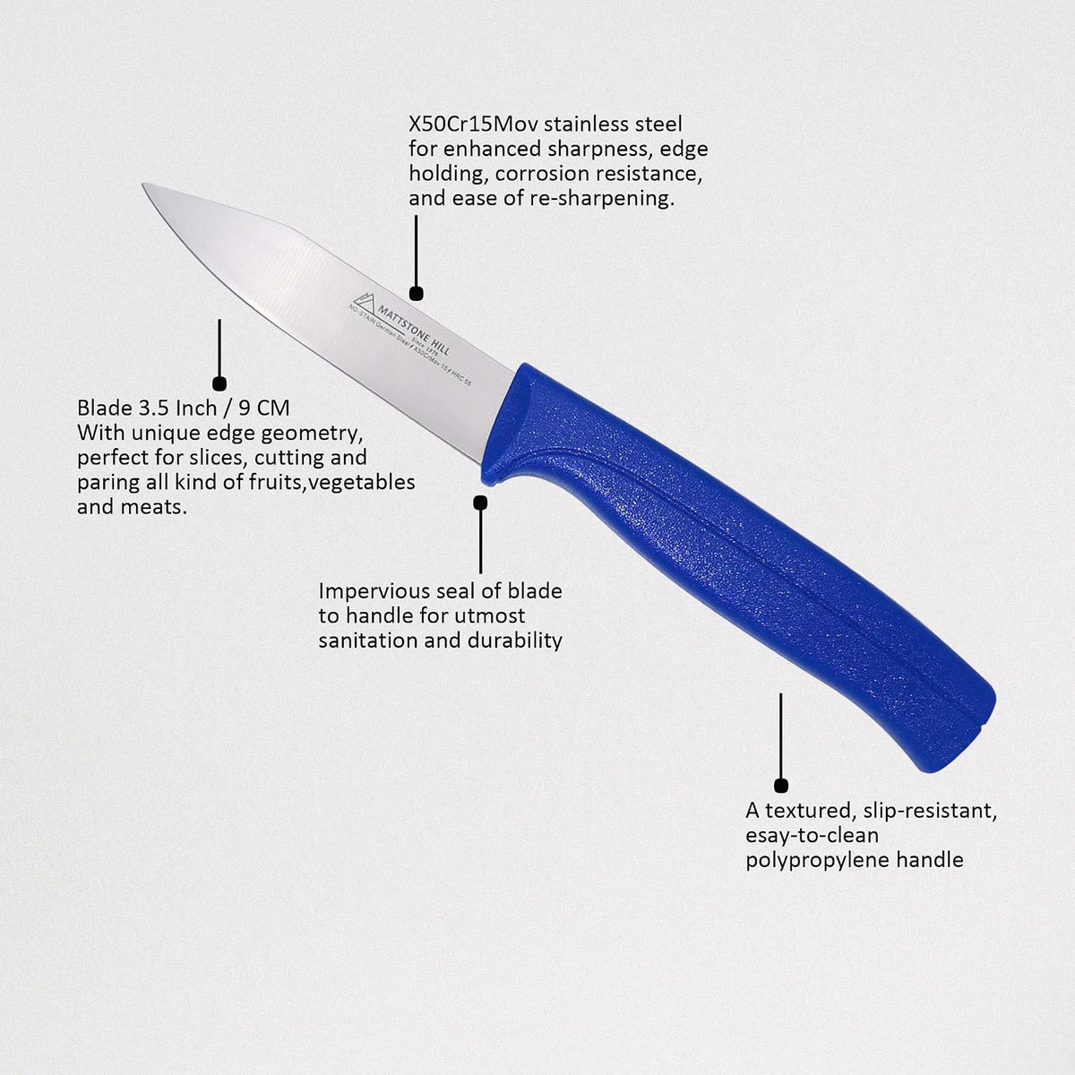 Tomato Knife, MATTSTONE HILL 5 Inch Serrated Kitchen Utility Knife, Red