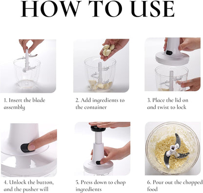 Manual Hand‑Push Food Chopper, Vegetable Dicer Mincer for Onion Garlic