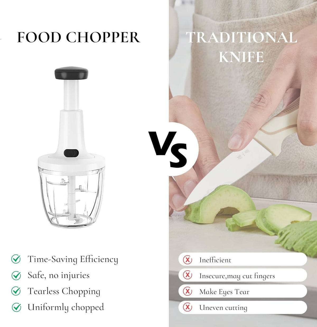 Manual Hand‑Push Food Chopper, Vegetable Dicer Mincer for Onion Garlic