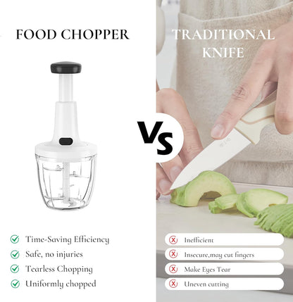 Manual Hand‑Push Food Chopper, Vegetable Dicer Mincer for Onion Garlic